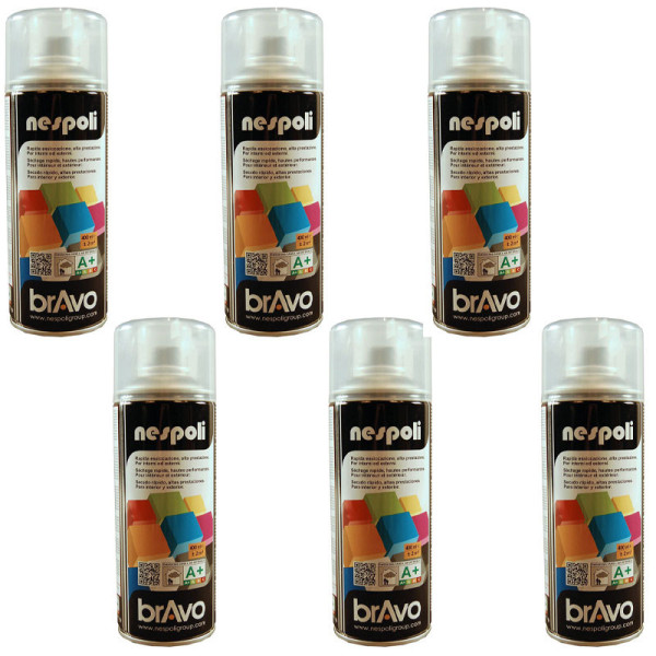 Lot de 6 bombes de peintures professionnelles Nespoli - effet vernis brillant - 400ml | Artmania