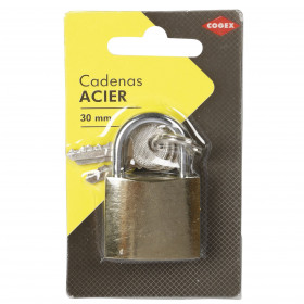 Cadenas en acier doré + clés 30 mm Cogex