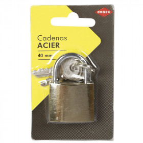 Cadenas en acier doré + clés 40 mm Cogex