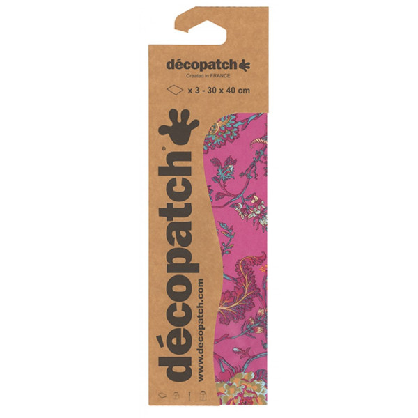 3 feuilles de papier Décopatch 30 x 40 cm motif jardin indien