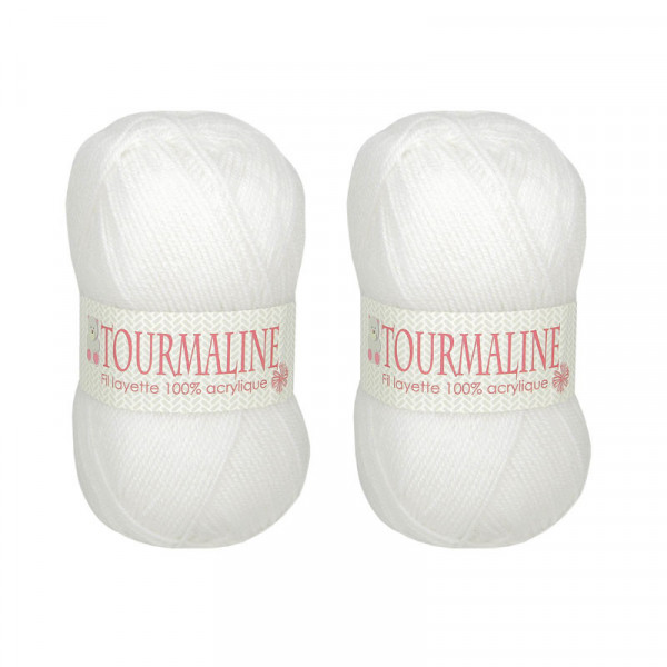Lot de 2 pelotes Tourmaline blanc - 100% acrylique - 50g/200m - Distrifil | Artmania