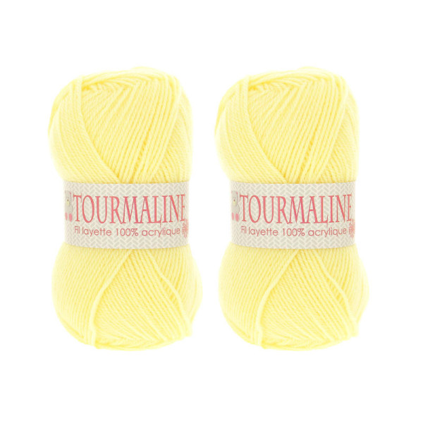 Lot de 2 pelotes Tourmaline jaune pastel - 100% acrylique - 50g/200m - Distrifil |Artmania