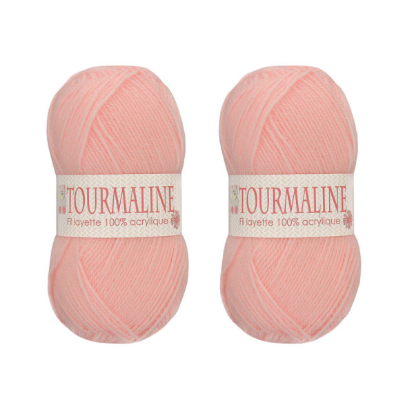 Lot de 2 pelotes Tourmaline rose pastel - 100% acrylique - 50g/200m - Distrifil