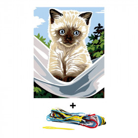 Kit canevas 18 x 14 cm Margot Canevas modèle chaton siamois