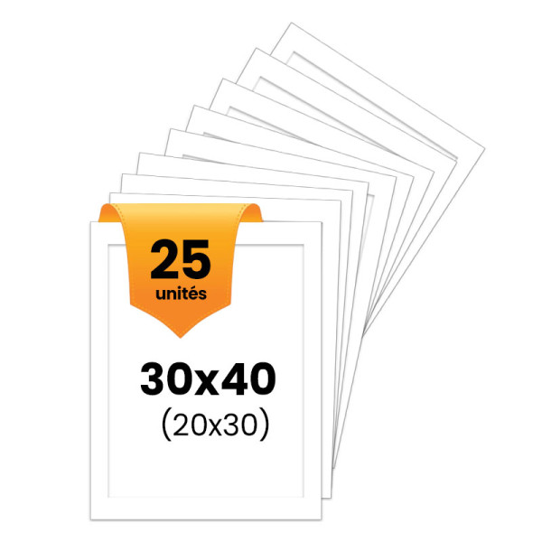 photo-25 passe-partout - Blanc - 30x40cm - Photo 20x30cm - Pour cadre - Encadrement