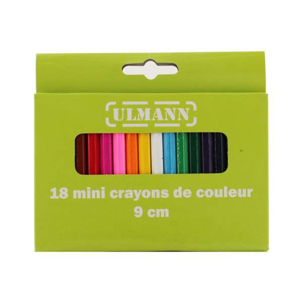 Boîte de 18 mini crayons de couleur Ulmann 9 cm