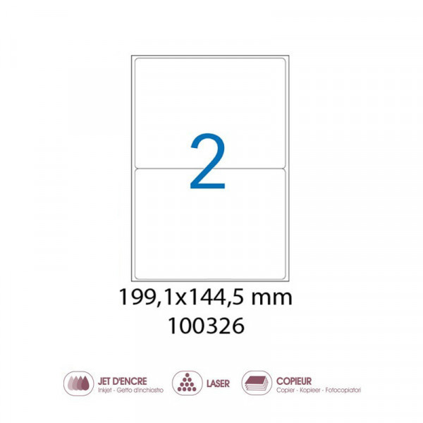 Lot de 3 boîtes 200 étiquettes n°2 Etibox Apli 100326 Format 199,6x144,5mm