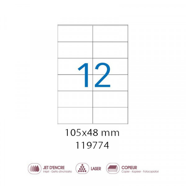 Lot de 5 boîtes 1200 étiquettes n°12 Etibox Apli 119774