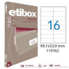 Lot de 5 boîtes 1600 étiquettes n°16 Etibox Apli 119762