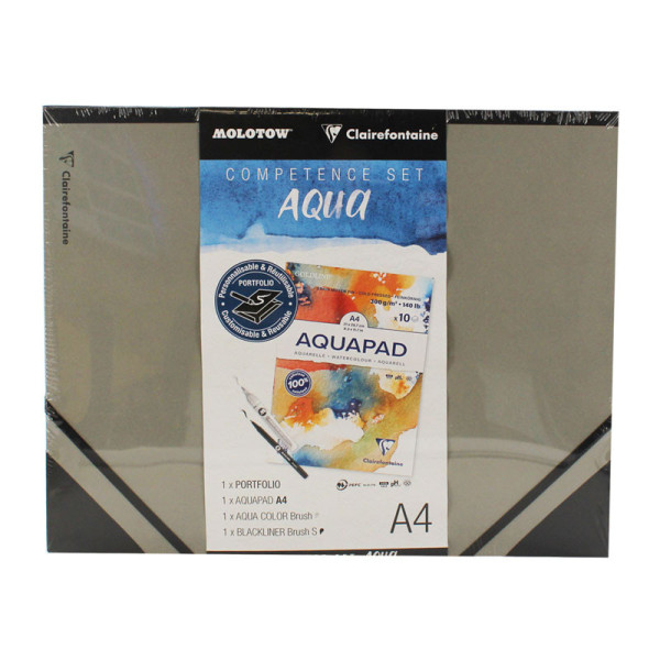 Set carnet Aquapad A4 Clairefontaine avec portfolio A4 et marqueurs Molotow
