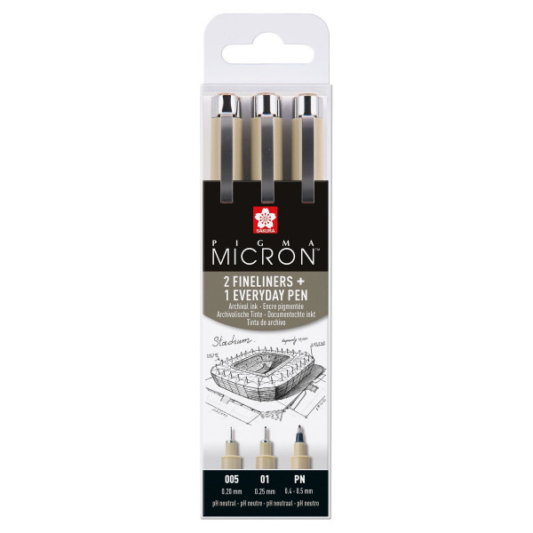 Etui De 3 Feutres Pigma Micron Noir Urban/Archi Sakura