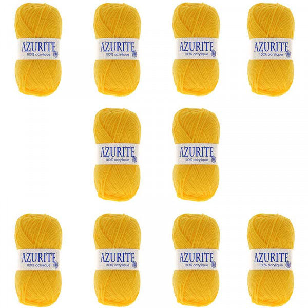 Lot de 10 pelotes Azurite Jaune Canari - 100% Acrylique - 50g/140m - Distrifil