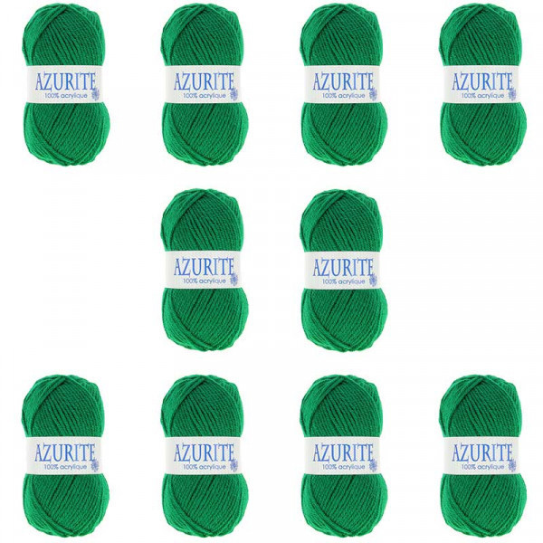 Lot de 10 pelotes Azurite Vert Sapin - 100% Acrylique - 50g/140m - Distrifil