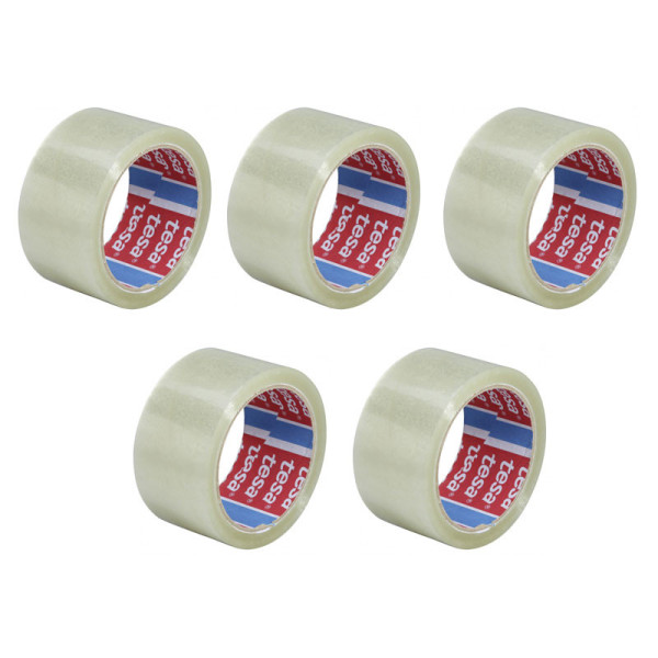 Lot de 5 rubans Emballage Transparent PP 66M X 50mm Tesa