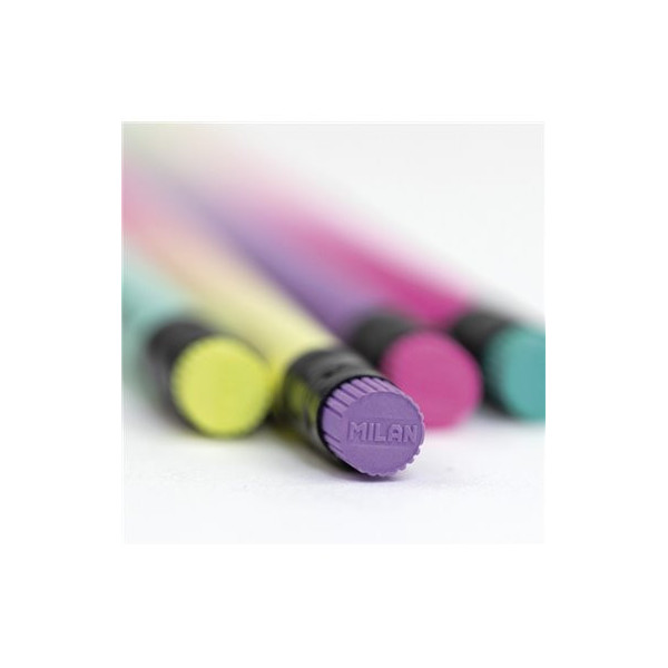 Crayon graphite HB avec embout gomme coloris pastel Milan
