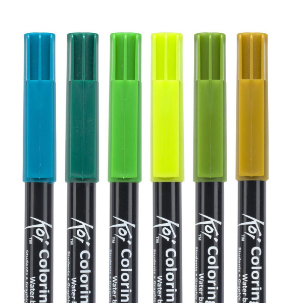 Etui de 6 feutres pinceaux Koi Coloring Brush Pen Botanic colours Sakura
