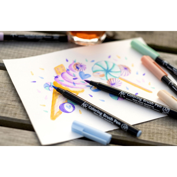 Etui de 6 feutres pinceaux Koi Coloring Brush Pen Sweet colours Sakura