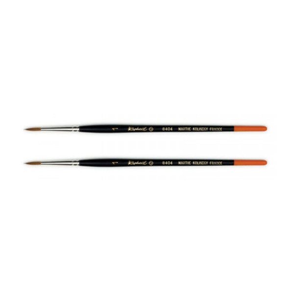 Lot de 2 pinceaux ronds Kolinsky S Raphaël n°1 martre série 8404