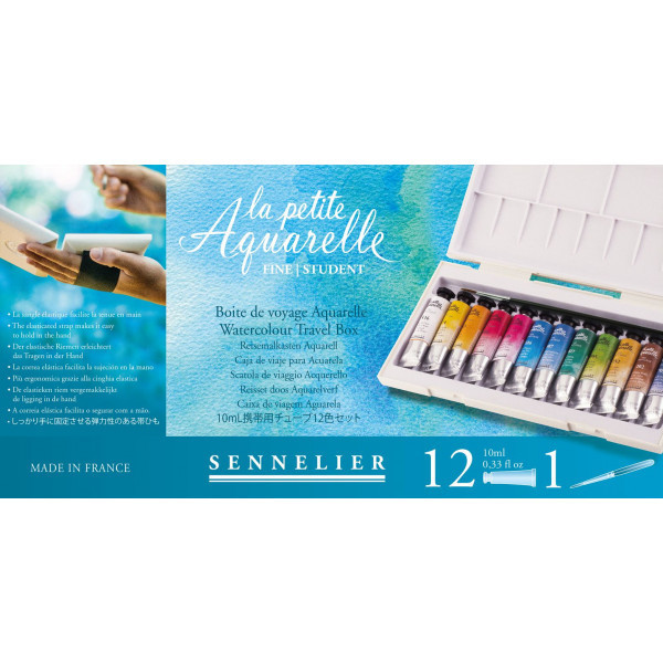 Boîte de peinture aquarelle Sennelier La Petite Aquarelle 12 x 10ml crayon estompe