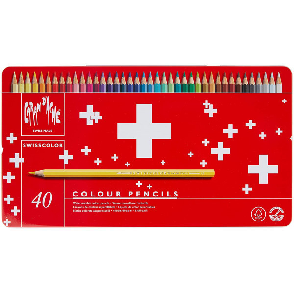 Boîte de 40 crayons de couleur aquarellables Caran d'Ache