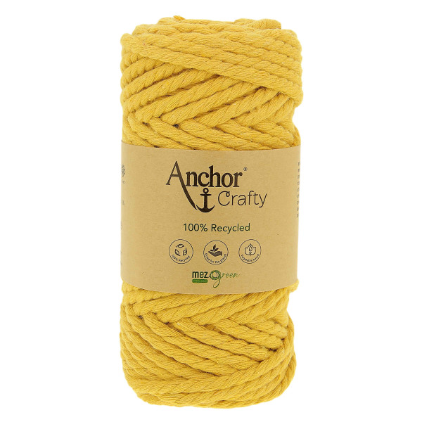 Pelote de fil pour macramé Anchor Crafty coton polyester moutarde