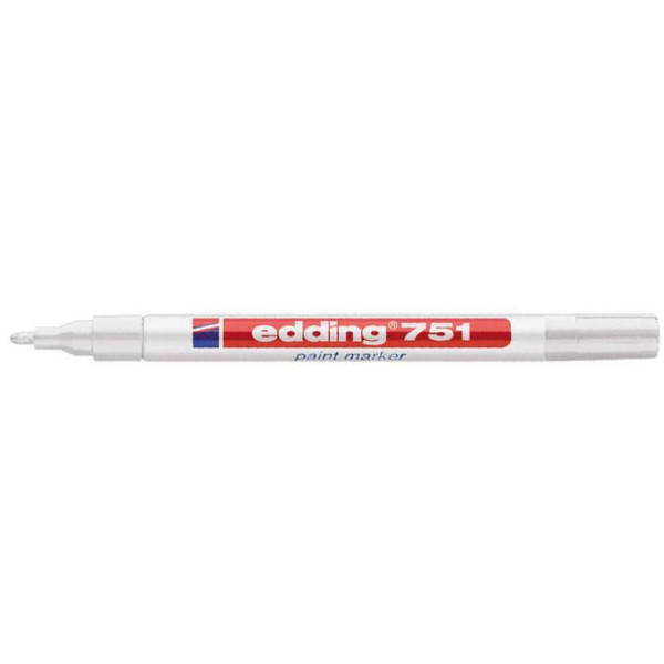 Marqueur peinture brillante Edding 751 blanc pour verre métal et plastique 1-2mm
