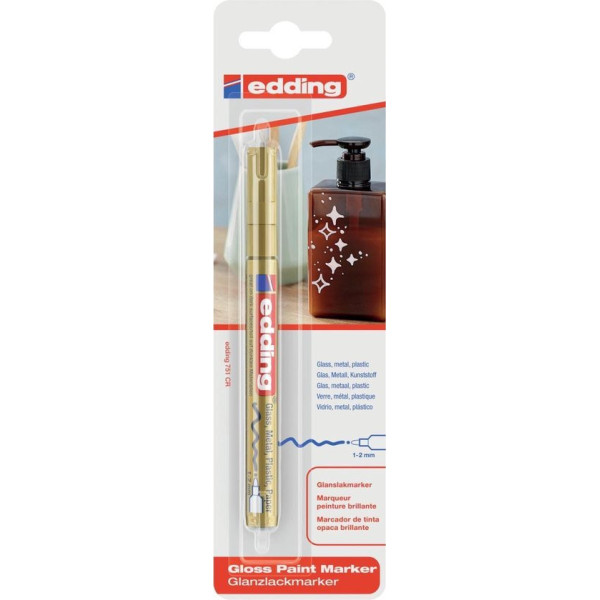 Marqueur peinture brillante Edding 751 or pour verre métal et plastique 1-2mm