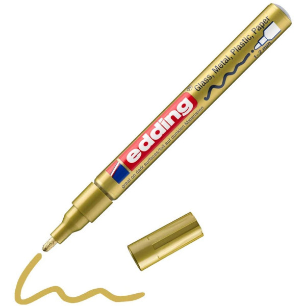 Marqueur peinture brillante Edding 751 or pour verre métal et plastique 1-2mm