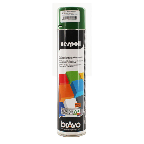 Bombe de peinture professionnelle Nespoli Bravo vert jardin RAL 6001 600ml