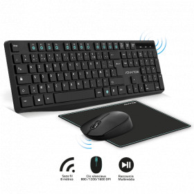 Pack clavier souris tapis sans fil pour ordinateur pc Advance Elite Wireless Combo