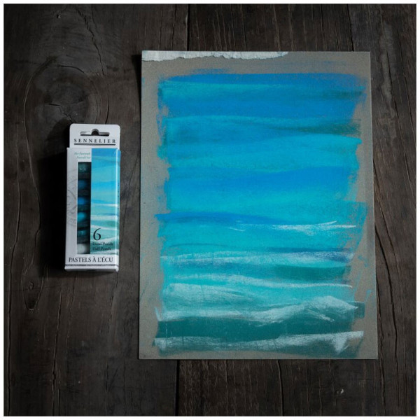 Etui de 6 demi pastels à l'écu Sennelier coloris mer émeraude
