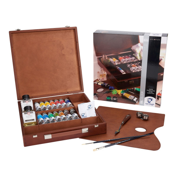 Peinture à l'huile - Coffret bois - 14 tubes de 40ml + accessoires - Van Gogh