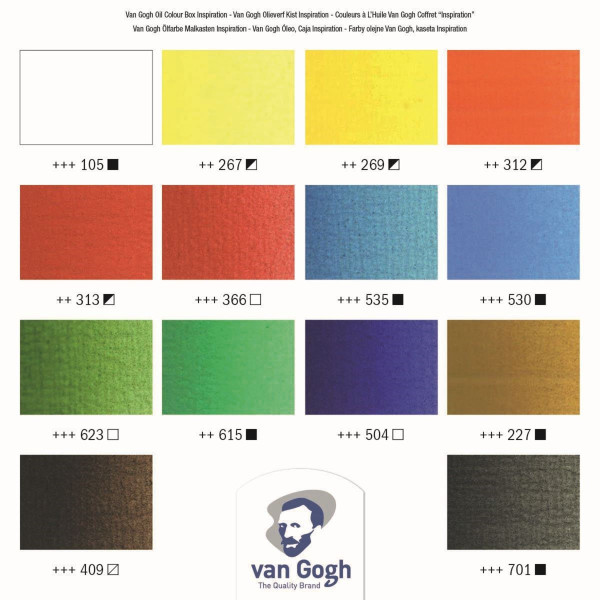 Peinture à l'huile - Coffret bois - 14 tubes de 40ml + accessoires - Van Gogh