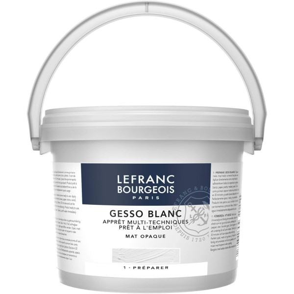 Gesso - Blanc - Mat - Opaque - Toutes peintures - Tous supports - 2,5L - Lefranc Bourgeois