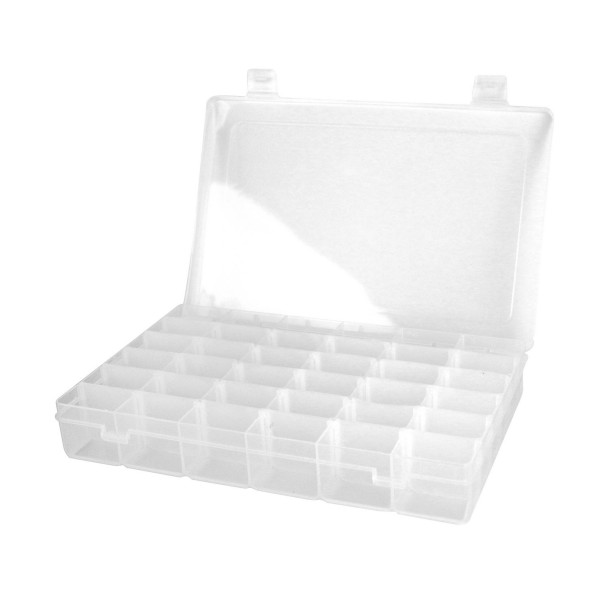 Boite en plastique - Pour ranger les perles - 36 cases - 27,5 x 17,5 x 4 cm