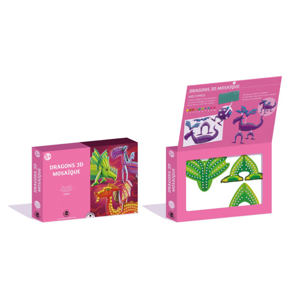 Kit loisirs créatifs enfant - Mosaïque dragons - 3D - 3 modèles