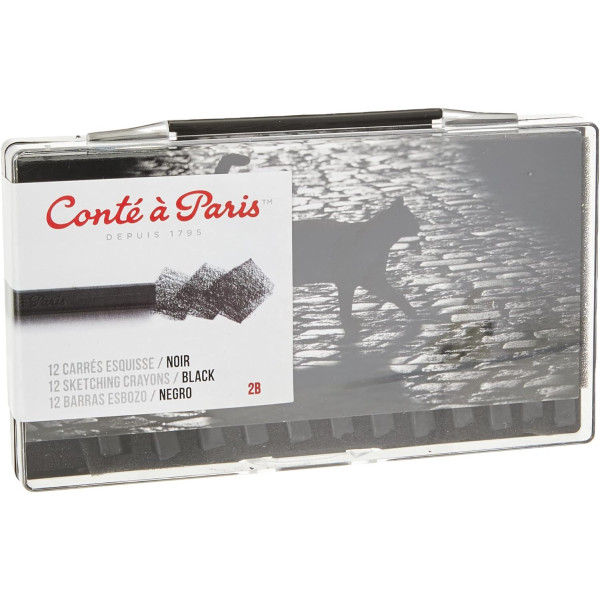 Carrés esquisse - Noir - Dessin - Esquisse - Boîte de 12 - Conté à Paris