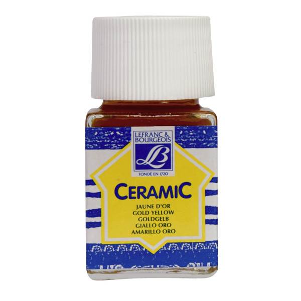 Peinture pour céramique - Jaune or - Lefranc Bourgeois - Flacon de 50ml