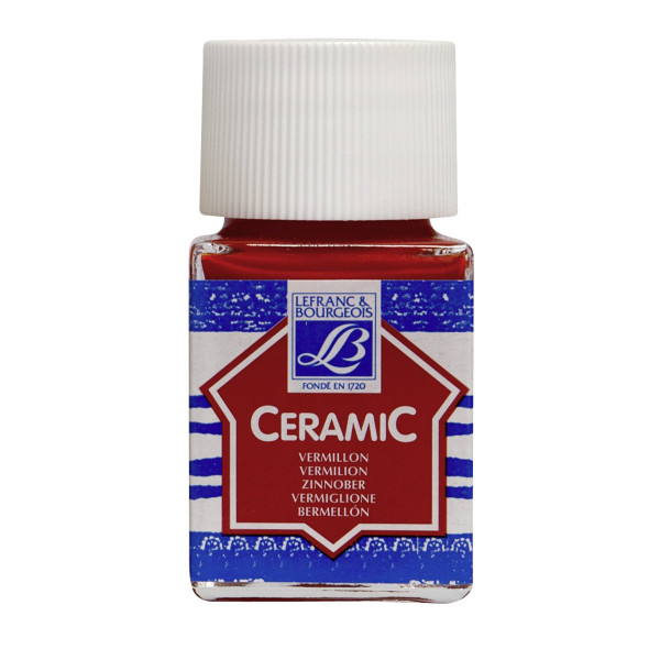 Peinture pour céramique - Rouge vermillon - Lefranc Bourgeois - Flacon de 50ml