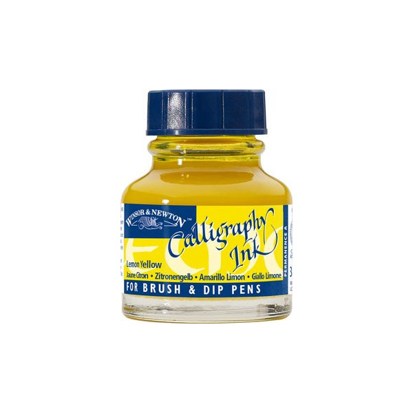 Encre pour calligraphie - Jaune citron - Winsor et Newton - Flacon de 30ml - Beaux-arts
