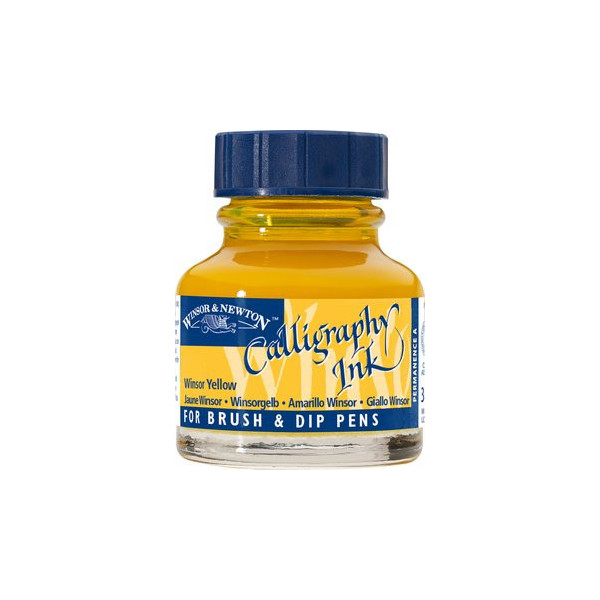 Encre pour calligraphie - Jaune Winsor - Winsor et Newton - Flacon de 30ml - Beaux-arts