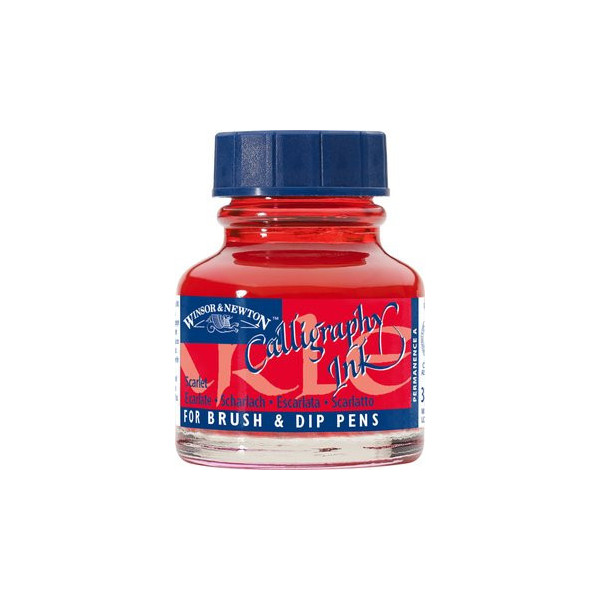 Encre pour calligraphie - Ecarlate - Winsor et Newton - Flacon de 30ml - Beaux-arts