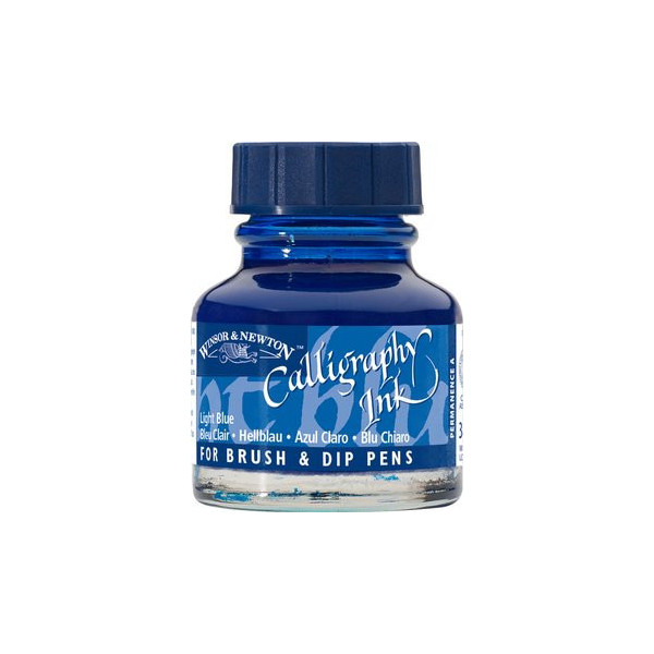 Encre pour calligraphie - Bleu clair - Winsor et Newton - Flacon de 30ml - Beaux-arts