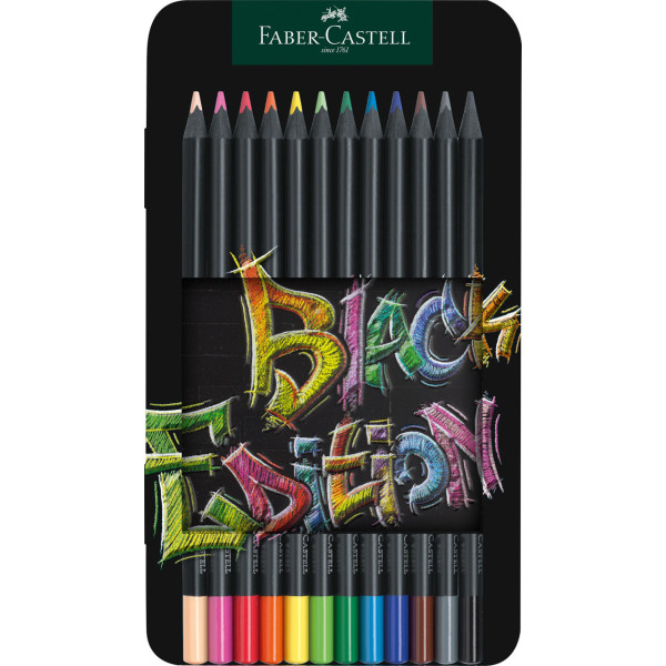 Crayons de couleur - Coloriage - Boîte métal de 12 crayons - Faber-Castell - Black édition