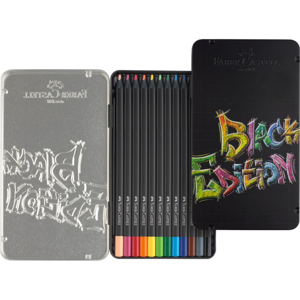 Crayons de couleur - Coloriage - Boîte métal de 12 crayons - Faber-Castell - Black édition