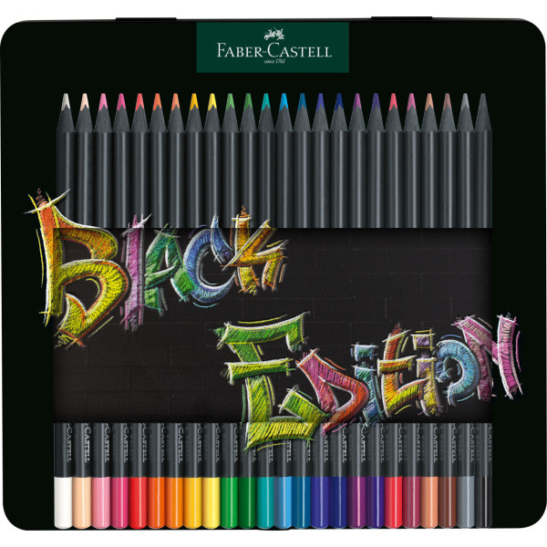 Crayons de couleur - Coloriage - Boîte métal de 24 crayons - Faber-Castell - Black édition