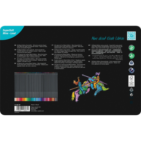 Crayons de couleur - Coloriage - Boîte métal de 36 crayons - Faber-Castell - Black édition