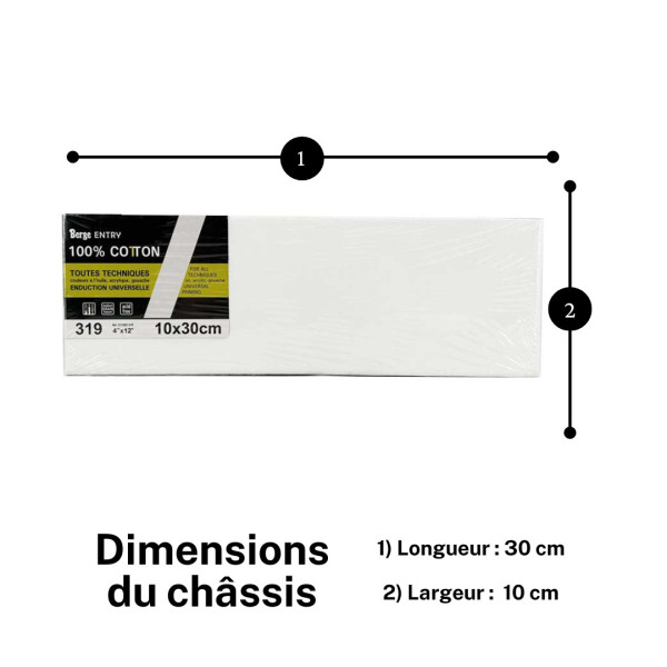 Châssis - Toile - 10x30cm - 319 - Coton - Acrylique - Huile - Gouache - Berge Entry