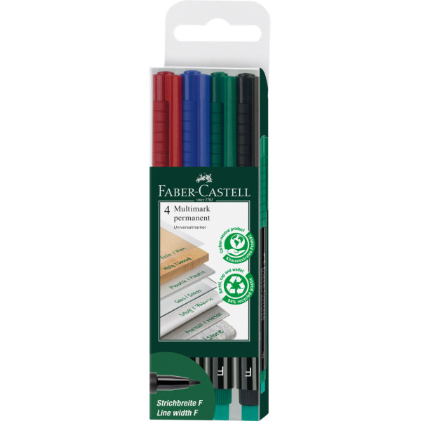 4 feutres - Indélébile - Permanent - Pointe fine - Faber-Castell - Multimark
