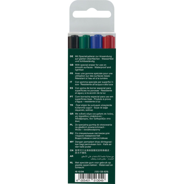 4 feutres - Indélébile - Permanent - Pointe fine - Faber-Castell - Multimark